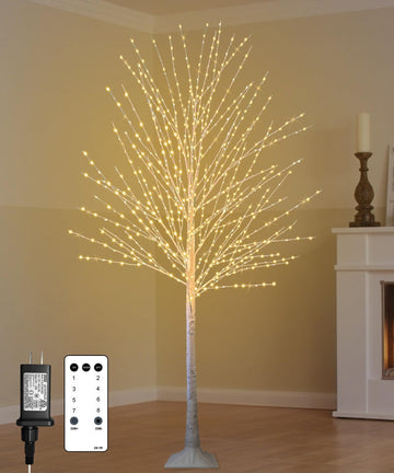 6FT Lighted Birch Tree with 880 LED Warm White Lights, 8 Twinkle Modes, Timer, Dimmable Artificial Light Up Twig