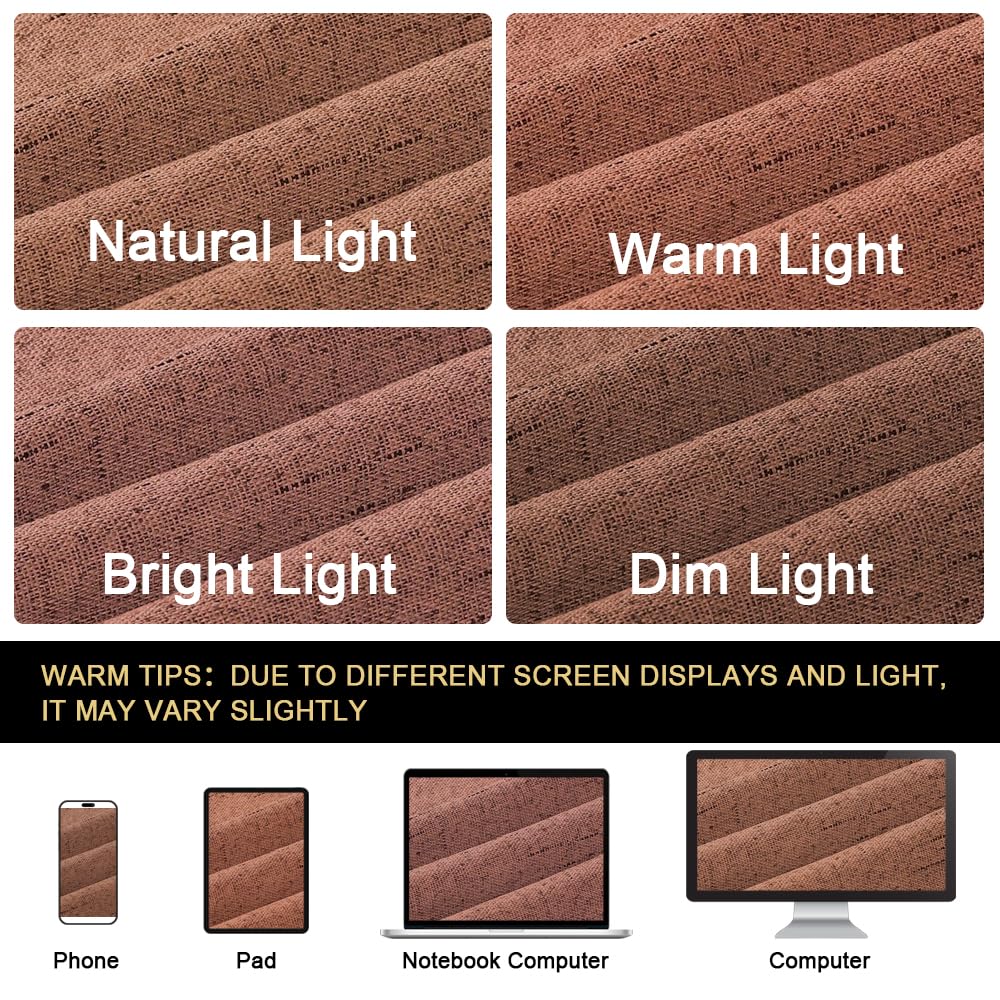 Primitive Textured Linen 100% Blackout Curtains /Living Room Blackout Curtains 54 Inches Long, Energy Saving Window