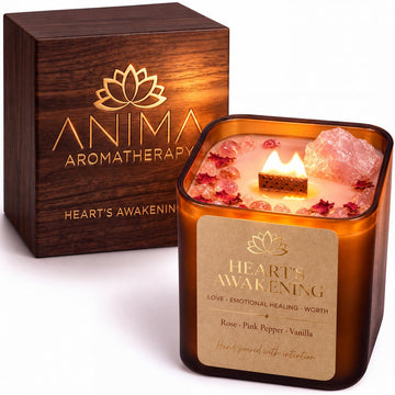 Heart's Awakening Crystal Candle for Love, Healing & Self-Worth