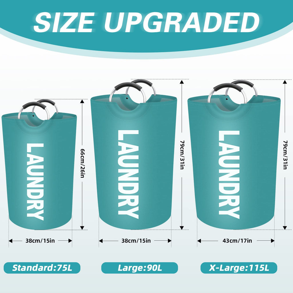 115L Large Laundry Basket, Dirty Clothes Waterproof Laundry Hamper, Green