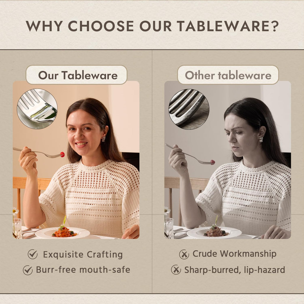 18/10 Stainless Steel Silverware Set for 4, 20 Piece Teardrop Flatware Set