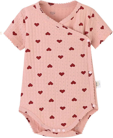 Side Snap Short Sleeve Wrap Over Bodysuit Baby Girl Valentine Clothes