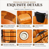 Cedar Wood Soaking Tub for Adults, Freestanding Wooden Bathtub with Lid & Steamer, Deep Japanese Style Bath Tub with