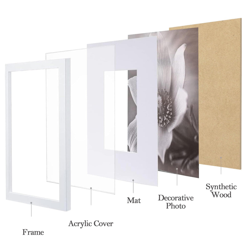 Picture Frames Set of 9, 12x12 in, Acrylic Cover, White