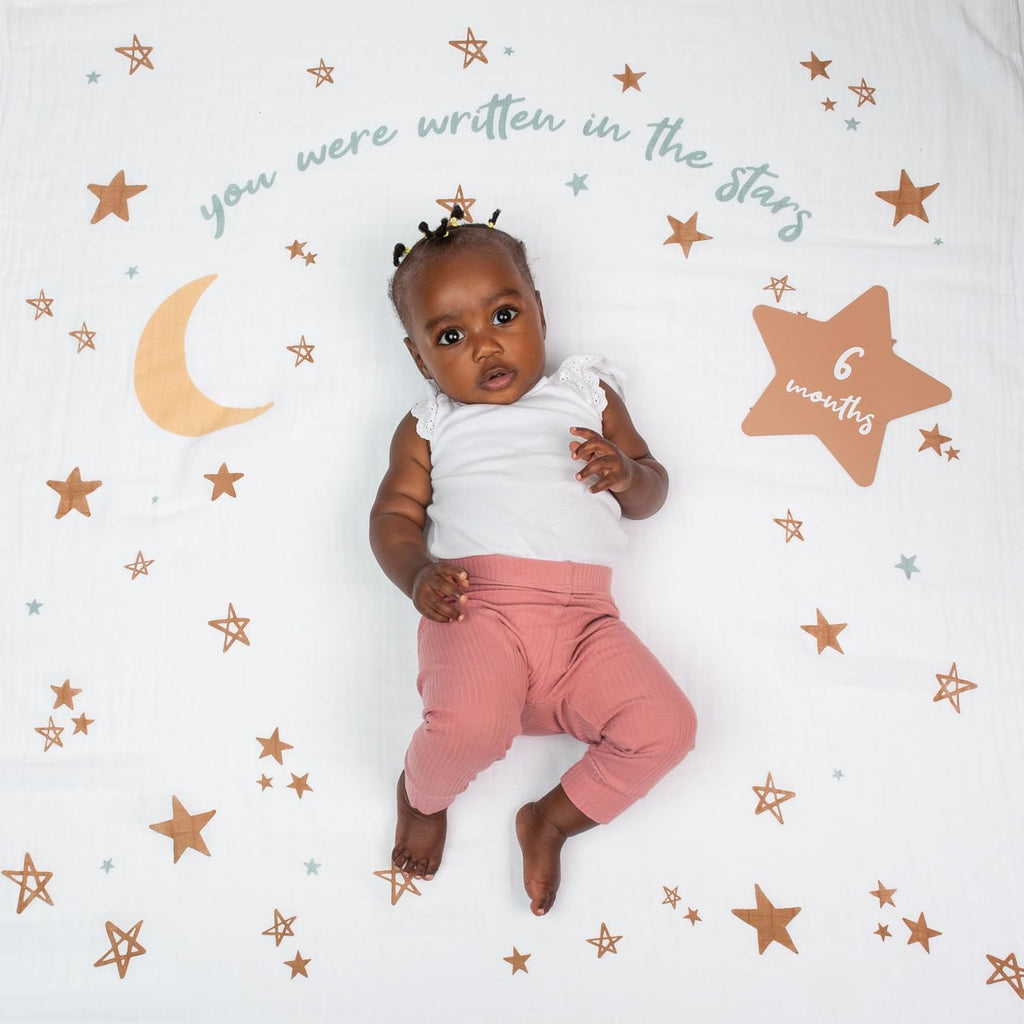 Baby's First Year Milestone Blanket and Card Set | 40in x 40in (Written in the Stars)
