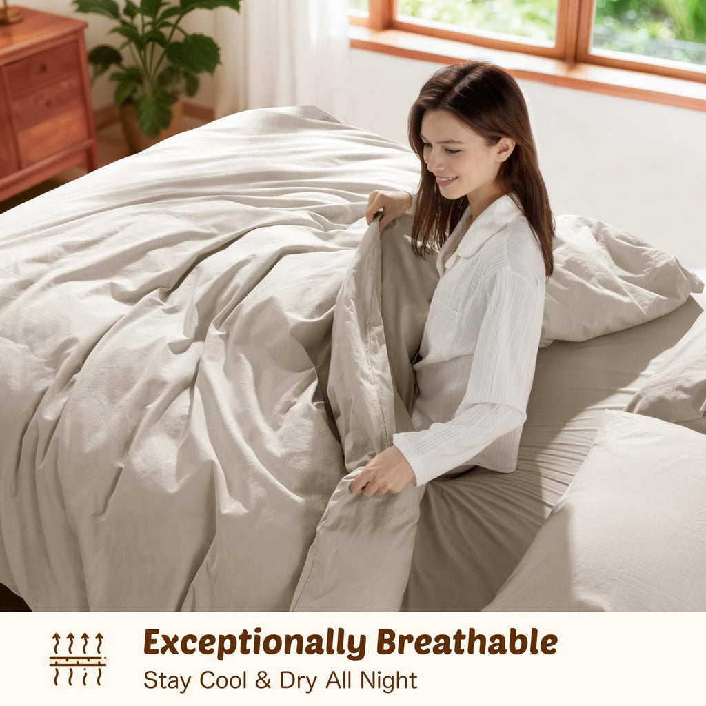 100% Linen Duvet Cover Set, Durable Comforter Cover