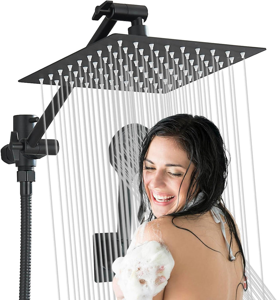 AlenArt 10 inch Rainfall Shower Head Stainless Steel Black