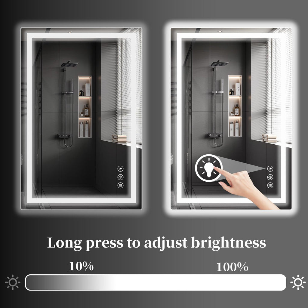 28x20 LED Bathroom Mirror, Shatterproof Mirror with Light