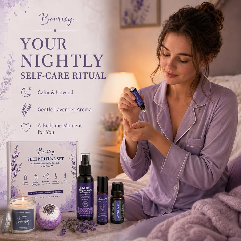 Lavender Self Care Gift Set for Women Relaxing Sleep Ritual Spa Kit