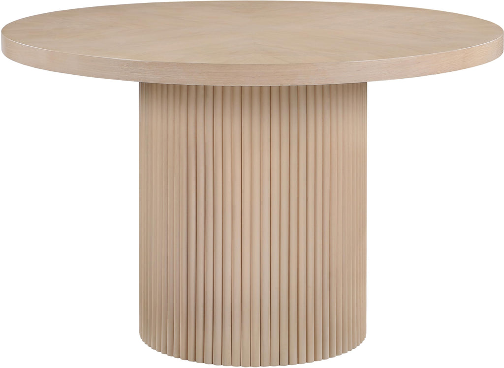 728Oak-T Belinda Collection Mid-Century Modern Dining Table, Solid Wood Base, Natural Finish Oak Wood Veneer MDF Top