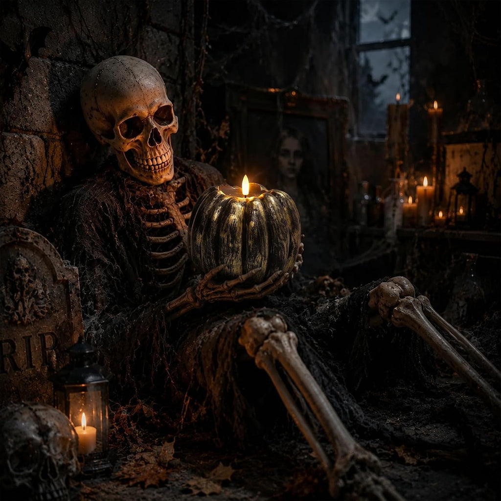 Halloween Decor Indoor, Halloween Decorations, Flameless Pumpkin Candle