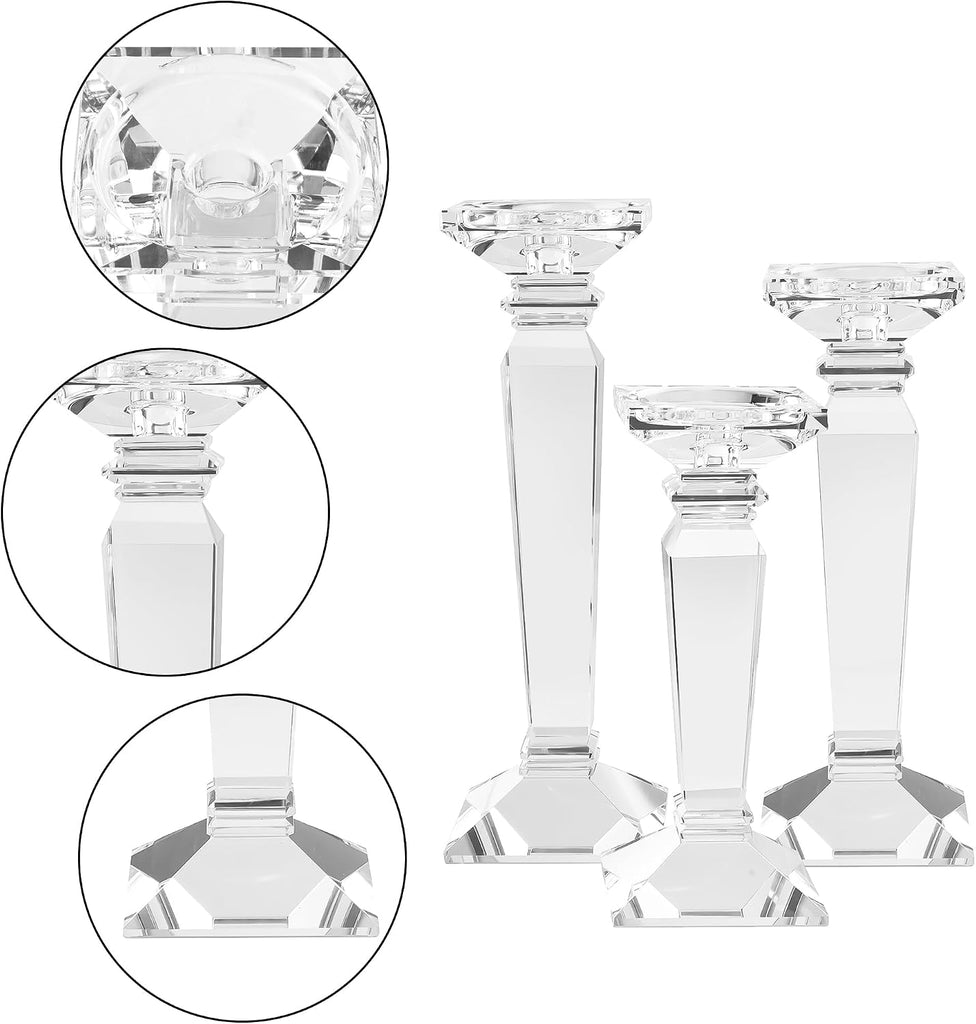 Crystal Candlestick Holders Hand Cut Crystal Taper/Pillar Candle Holders, Table Centerpieces for Party Wedding