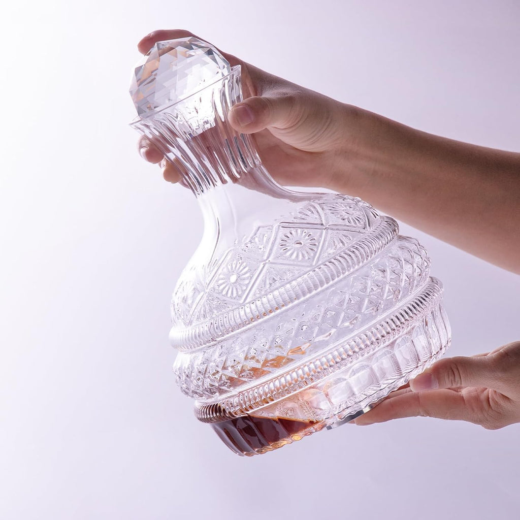 Decanter,1600ml Rotatable Glass Whiskey Decanter with Stopper