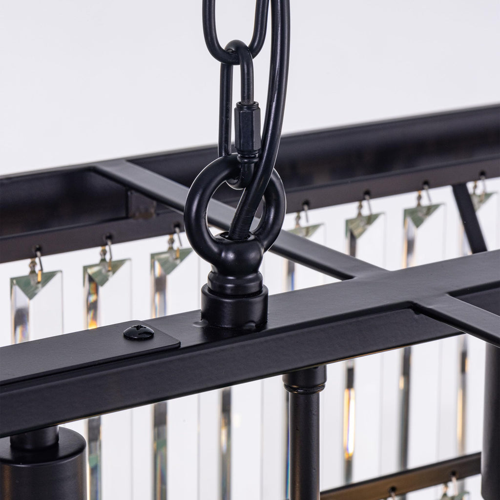 Crystal Chandelier 47-inch, 11-Light Modern Rectangular Black Chandelier Ceiling Hanging, Linear Chandeliers Light