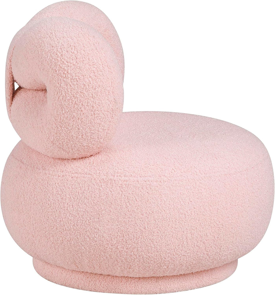 Mini Kids Boucle Swivel Chair-Bow-Shape Back,Toddler Chair,Pink