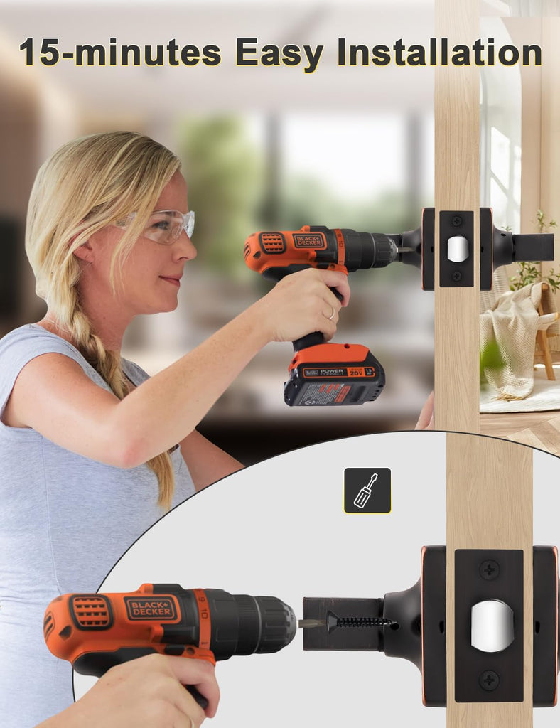 10 Pack Interior Passage Door Lever, Oil Rubbed Bronze Left or Right Handing for Closet and Hallway Doors,Square