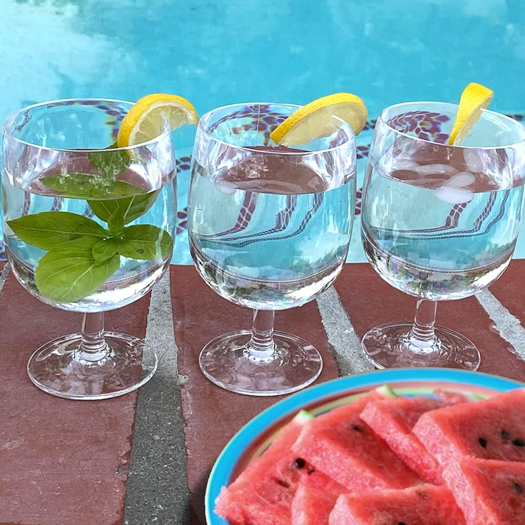 Unbreakable Plastic Wine Glasses Set of 8, 12 oz Shatterproof Stackable Tumblers, Reusable BPA Free Goblets and