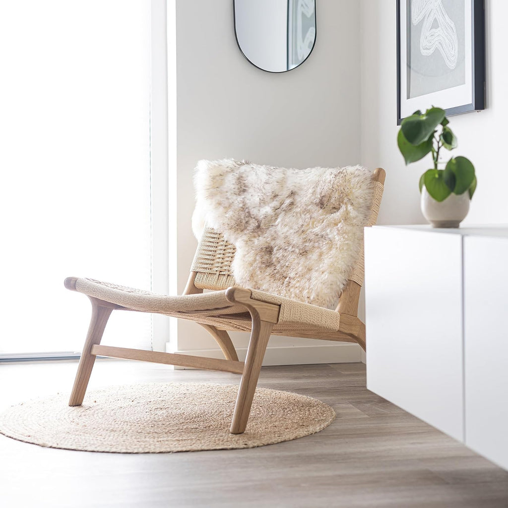 Sheepskin Fur Rug Long Hair, Snow Peak