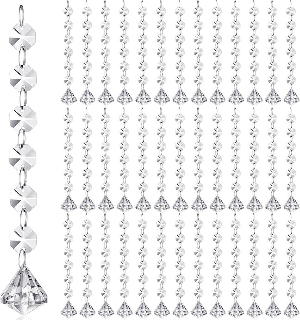 100 Pcs Acrylic Hanging Crystals for Centerpieces Chandelier Clear Crystal Garland Strands Ornament Acrylic Clear