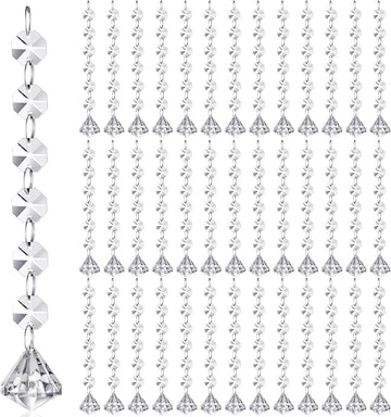 100 Pcs Acrylic Hanging Crystals for Centerpieces Chandelier Clear Crystal Garland Strands Ornament Acrylic Clear