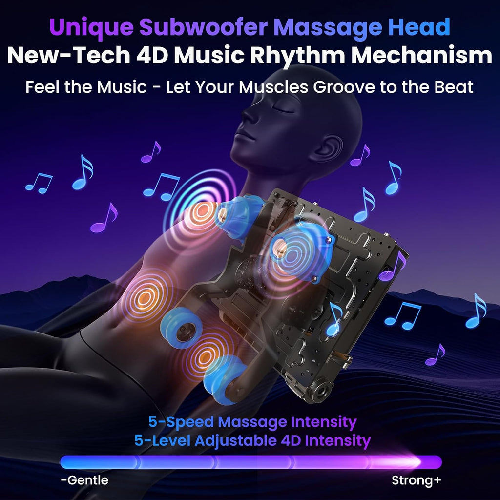 4D Music Rhythm Massage Chair Full Body, 2026 Unique Sonic Resonance Zero Gravity SL-Track Shiatsu Recliner with Knee