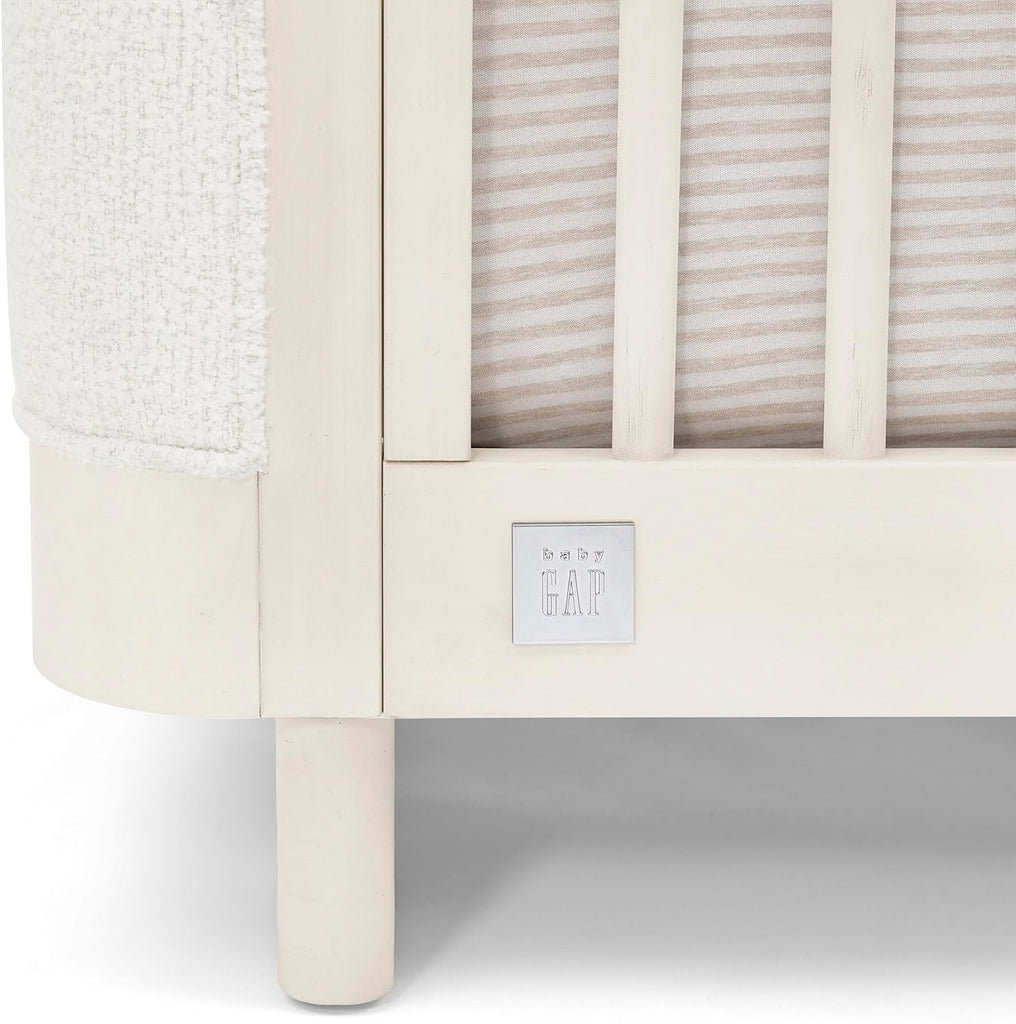 BabyGap Callie 4-in-1 Upholstered Crib - Greenguard Gold Certified, Antique White/White Boucle