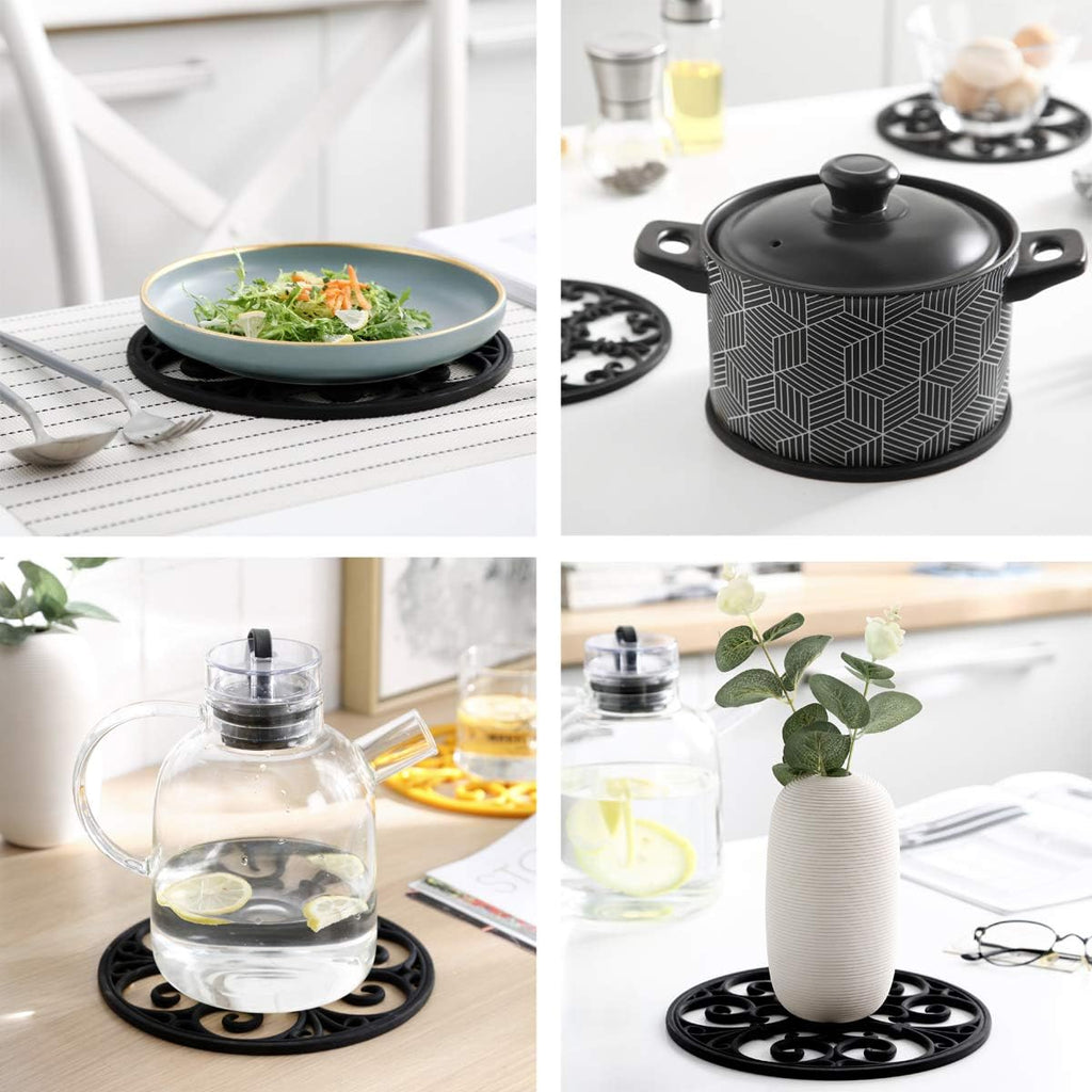 Silicone Trivet Mat - Non-Slip & Heat Resistant Kitchen Pads for Countertops & Table - Trivets for Hot Dishes & - Set of 3
