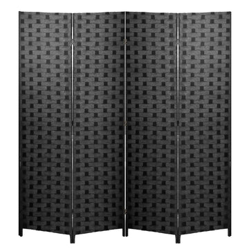 4-Panel Folding Room Divider | 6ft, Black | Light & Portable