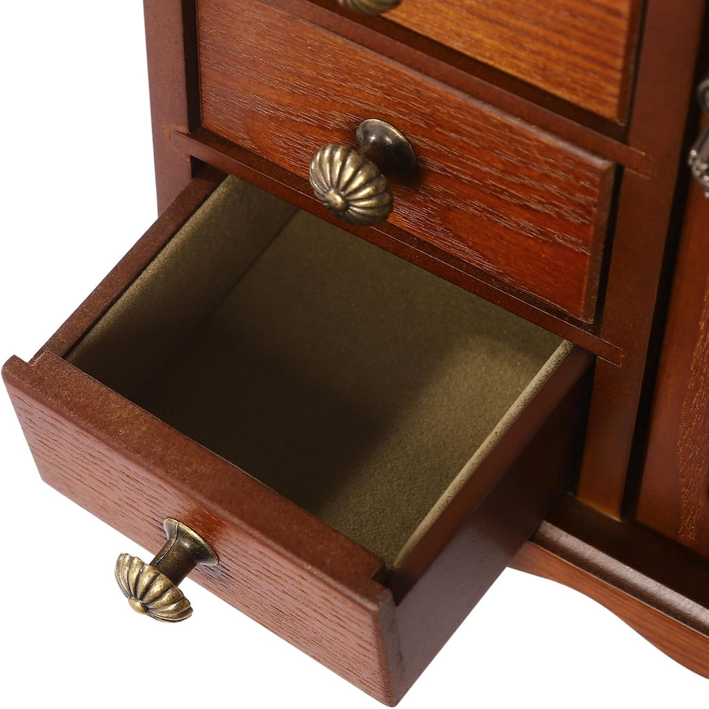 Wooden Jewelry Box with 5 Drawers, Vintage Jewelry Organizer, Large Storage Space Women Desktop Jewelry Storage Box