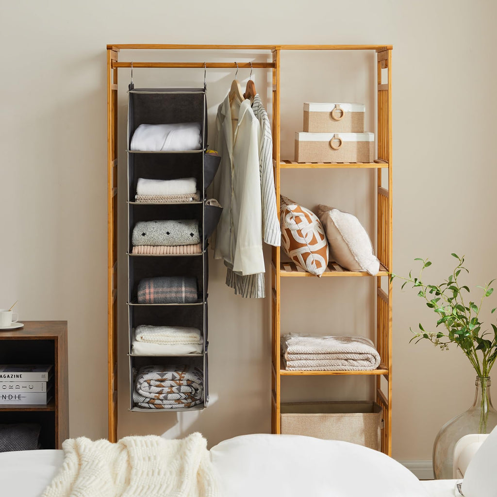Hanging Closet Organizer and Storage, 6-Shelf, 2 Packs, Grey