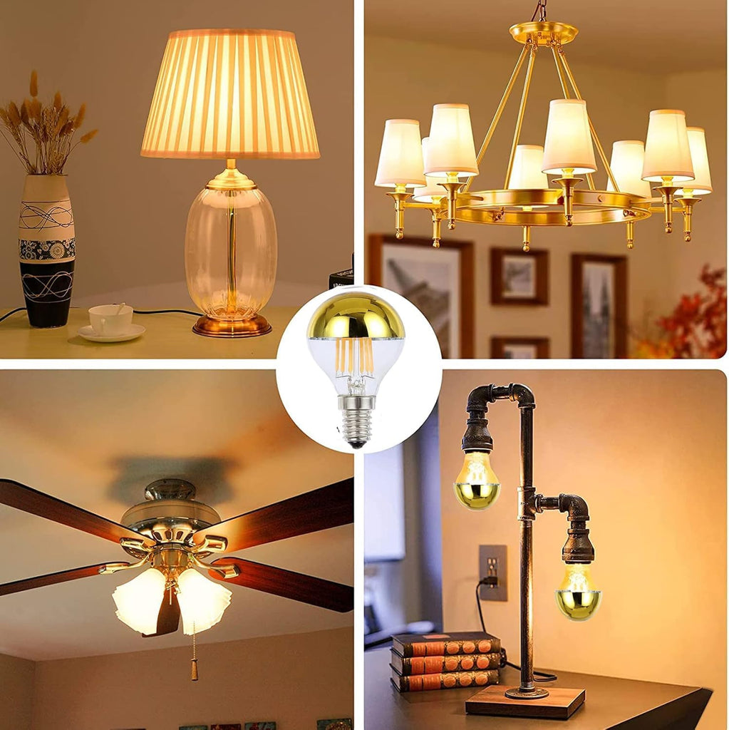 Half Gold Dimmable LED Light Bulb A19 Decorative Round Shape Pack of 4 5W (40W Equivalent) E26 Base 2700K Warm White