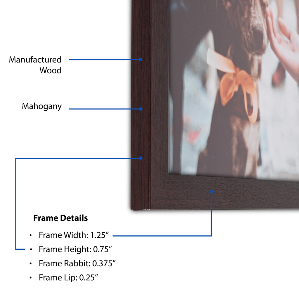 22x35 Inch Brown Picture Frame, This 1.2500 Inch Custom Poster Frame is Mahogany - Comes with Acrylic and Corrugated