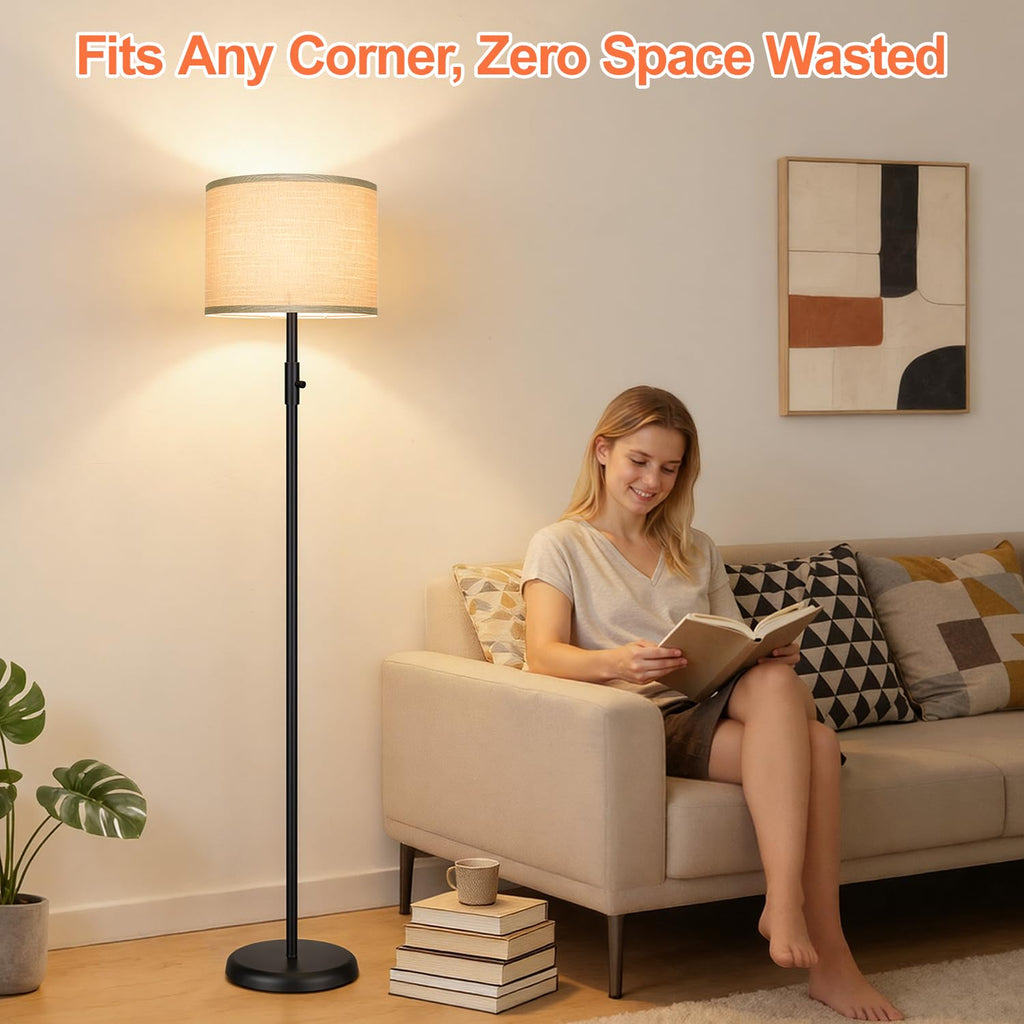 Floor Lamp Simple Design with Shade, Small Tall Lamps Bedroom Office Dining Room Kitchen-Black