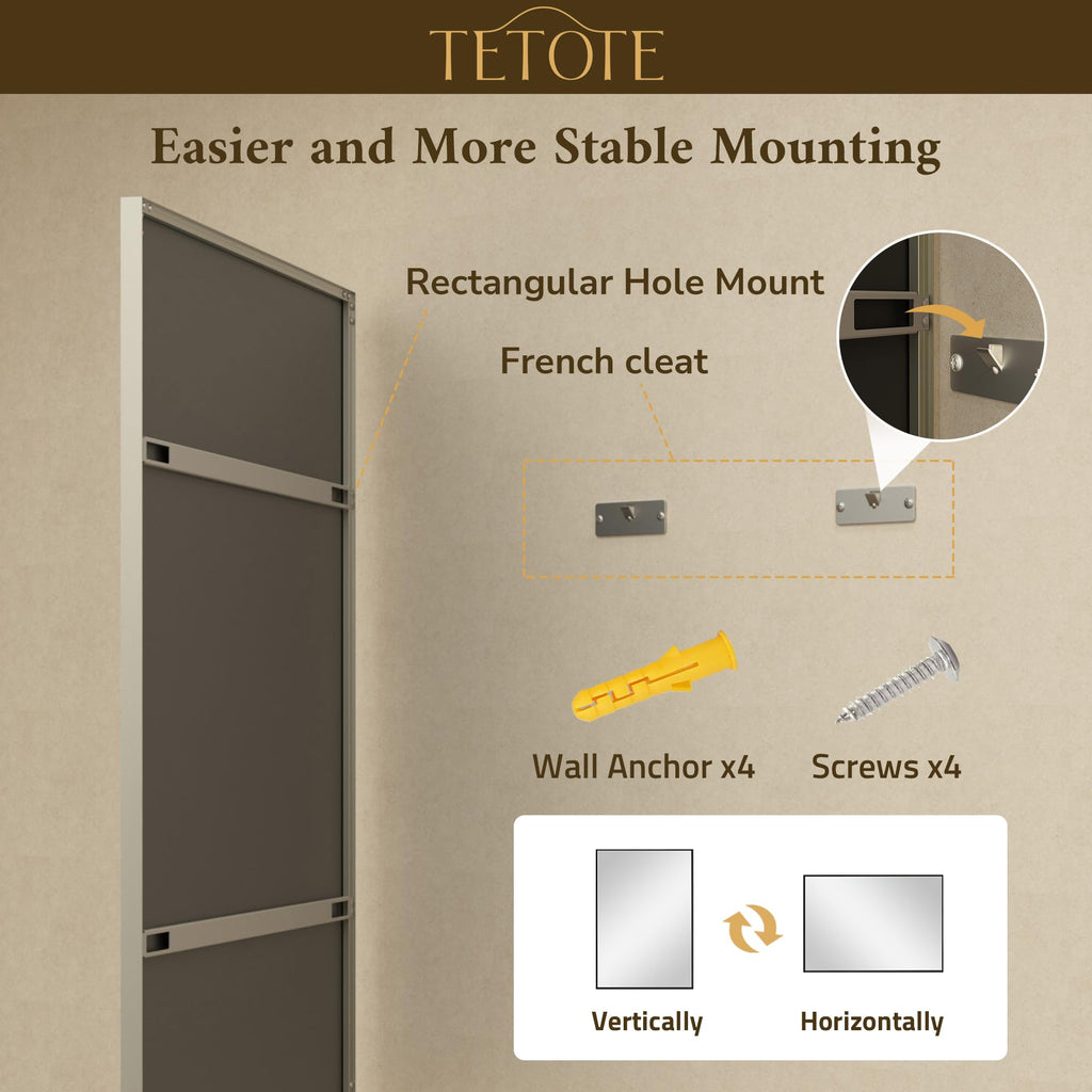 Brushed Nickel Vanity Mirror 60" x 36" Beveled Frame Rectangle Bathroom Mirror for Over Sink Brushed Nickel, Tempered