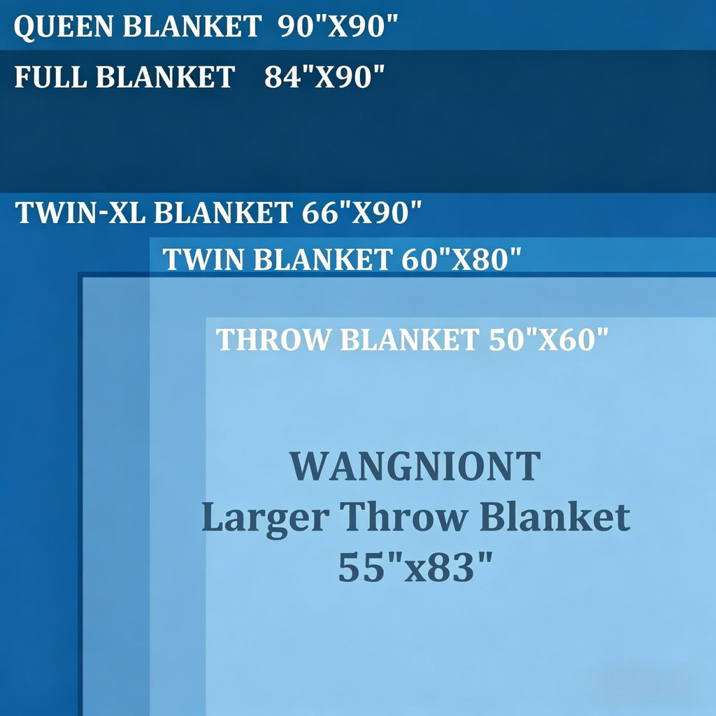 Soft Lightweight 100% Wool Blue Throw Blanket, Fringed, 55"x83"