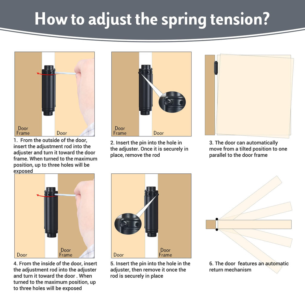 3" Double Action Spring Hinges, Self Closing Saloon Hinges, Black, 2 Pack