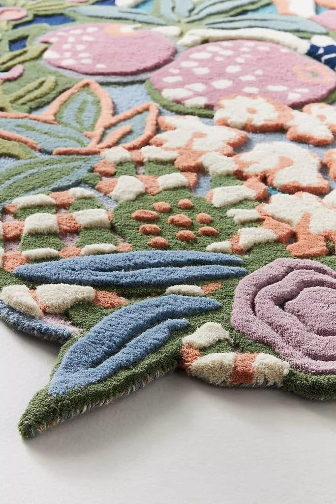 Hand Tufted Floral Area Rug, New Zealand Woolen