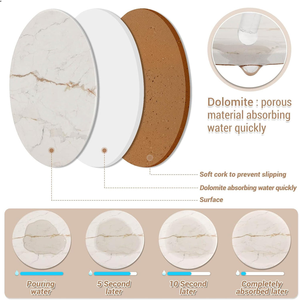 Drink Coasters with Holder for Coffee Table, Absorbent Coasters, Marble Style Ceramic Coaster for Wooden - Set of 6