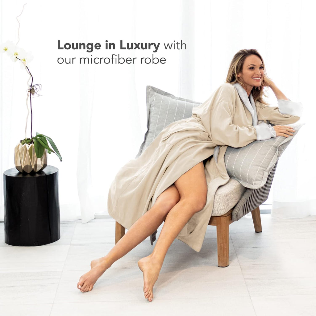 Women's Microfiber Robe by BOCA, Luxury Hotel Bathrobe, Generous Sizing | Full length resort & spa bath robes for