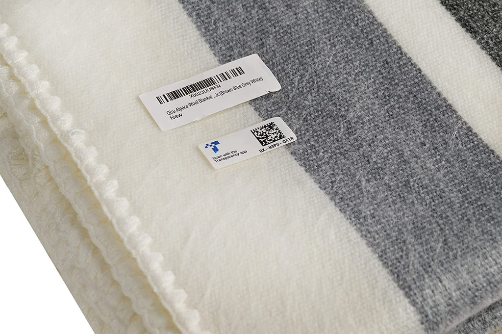 Alpaca Wool Blanket Throw | Large, Beautiful, Warm, Stripe | 85 x 65 inches | Ultra-Soft, Hypoallergenic and