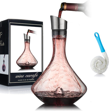 YouYah Wine Decanter Set,Red Wine Carafe with Built-in-Aerator,Wine Aerator,Wine Gifts for Christmas,Stainless Steel