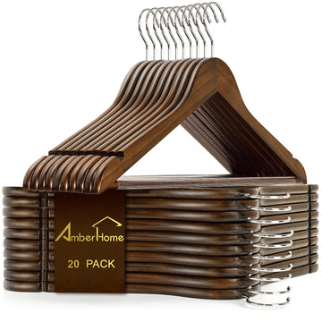 20 Pack Retro Wooden Coat Hangers, Wood Suit Hangers
