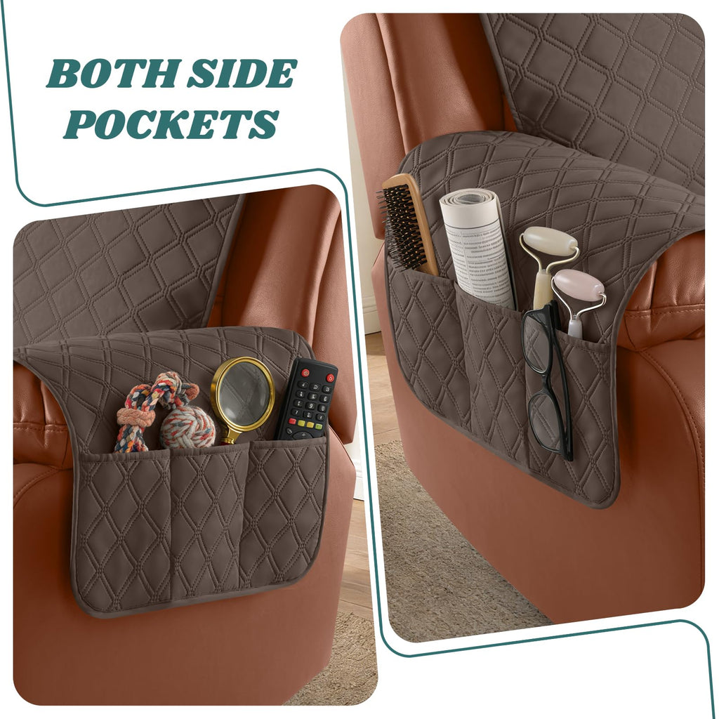 Waterproof Loveseat Recliner Cover with Console, Brown