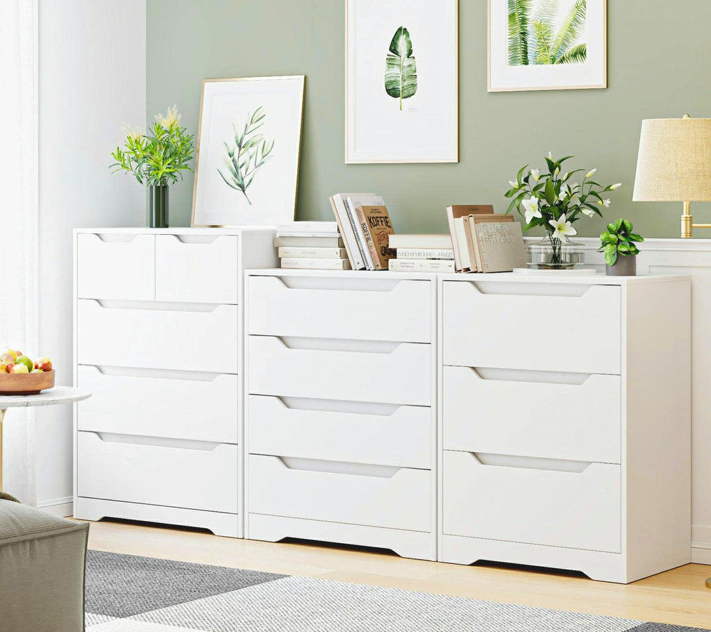 Modern 3 Drawers Dresser, Wood Chest of Drawers with Storage, White
