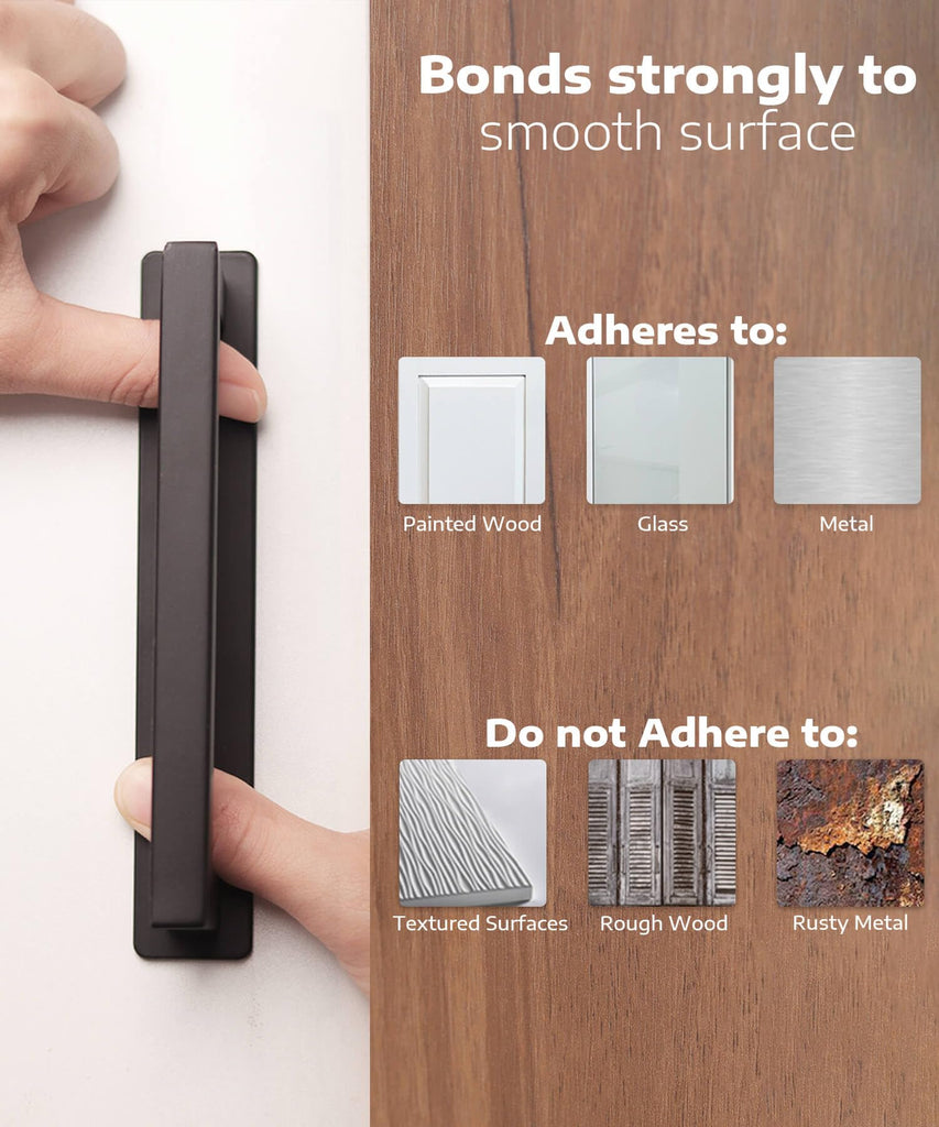 Adhesive Cabinet Handles, Matte Black, 4-3/4", 2-Pack