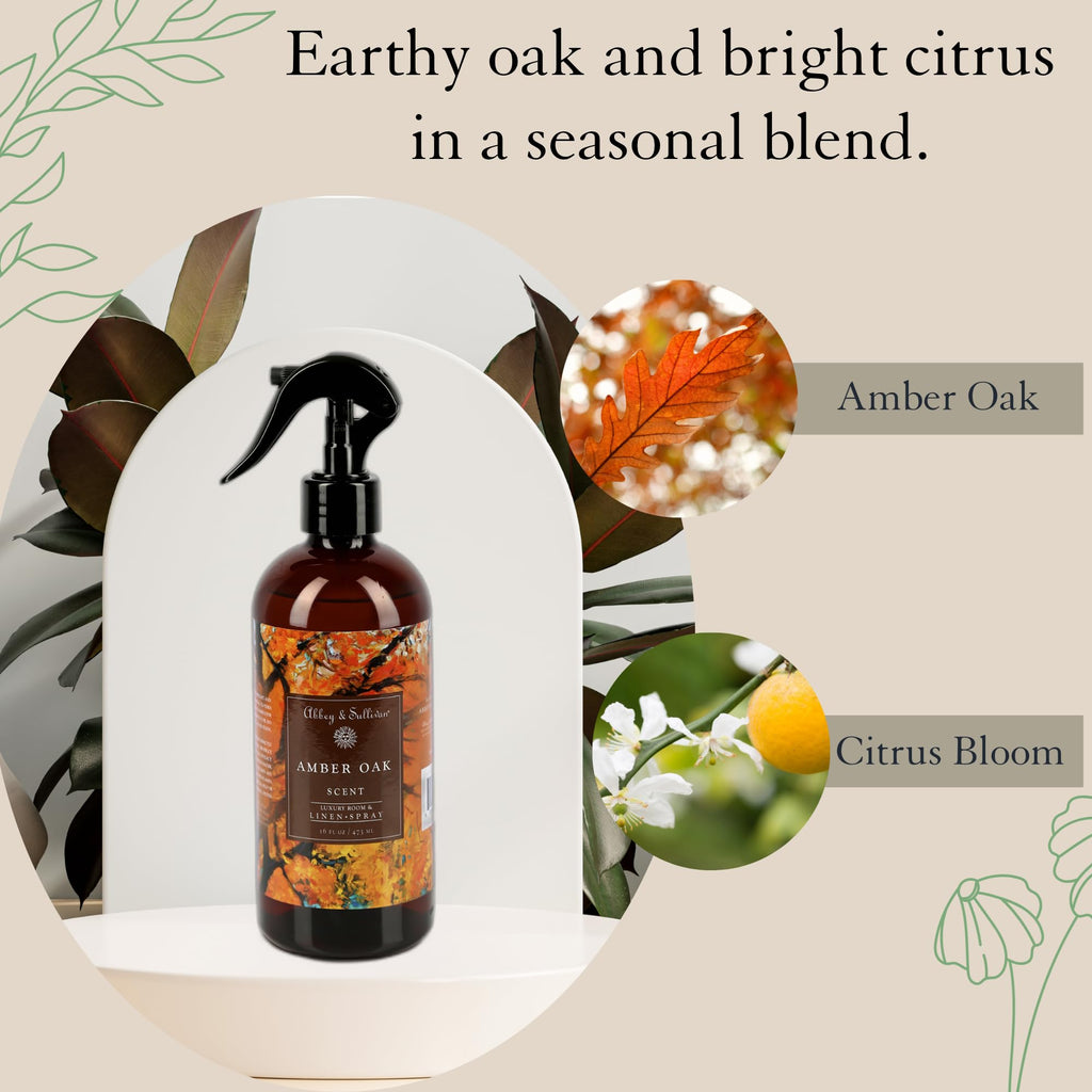 Odor Eliminating and Refreshing Linen and Room Spray, Amber Oak, 16 oz.