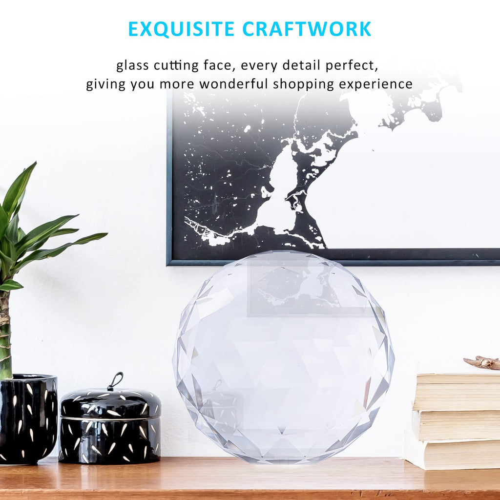 Transparent Glass Crystal Ball, Clear Prism Crystal Suncatcher Rainbow Maker Ball, 80mm, 100mm, 120mm. (100) Décor