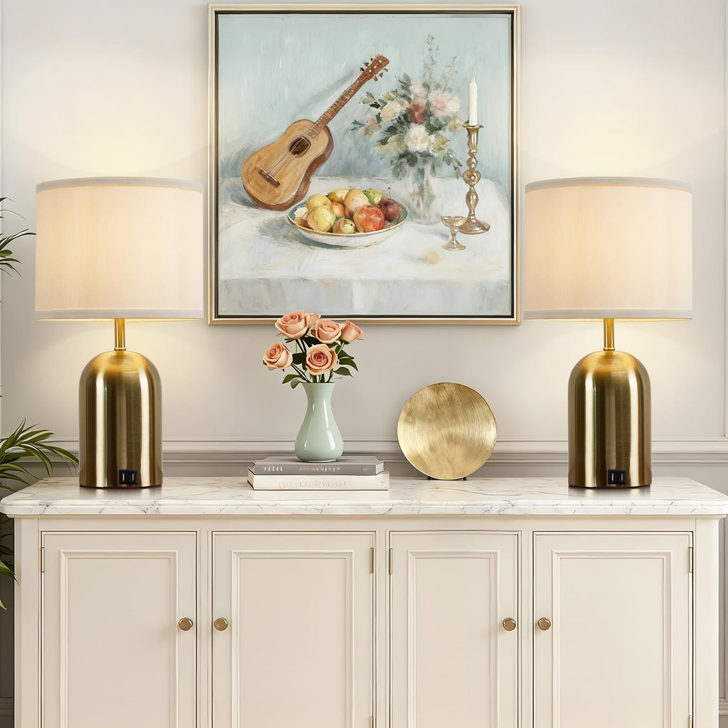 Touch Control Table Lamps Set of 2, Gold Bedside Lamps