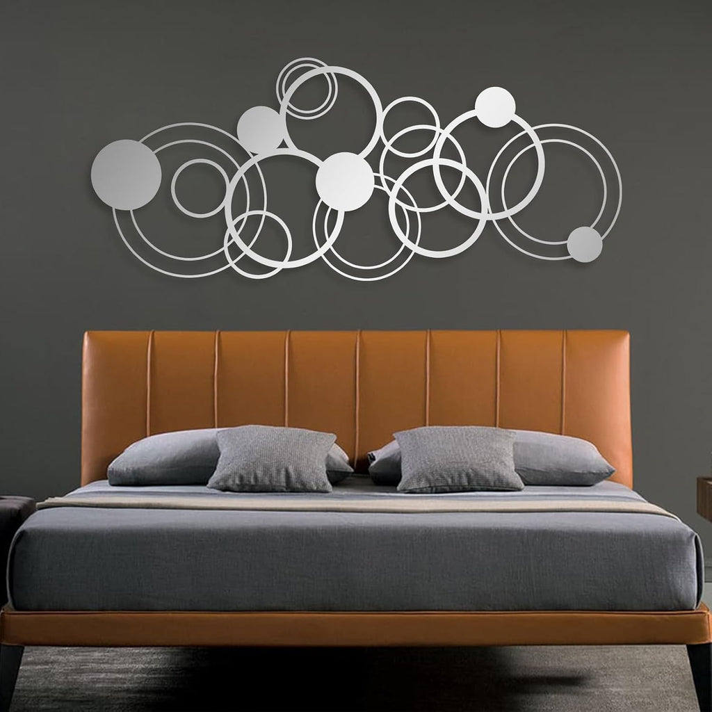 Abstract Circles Metal Wall Art, Geometrical Metal Wall Decor, Gold Circle Decorations, Circular Geometric Artwork