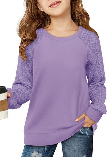 Girls Sweatshirts Kids Casual Cable Knit Long Sleeve Shirts